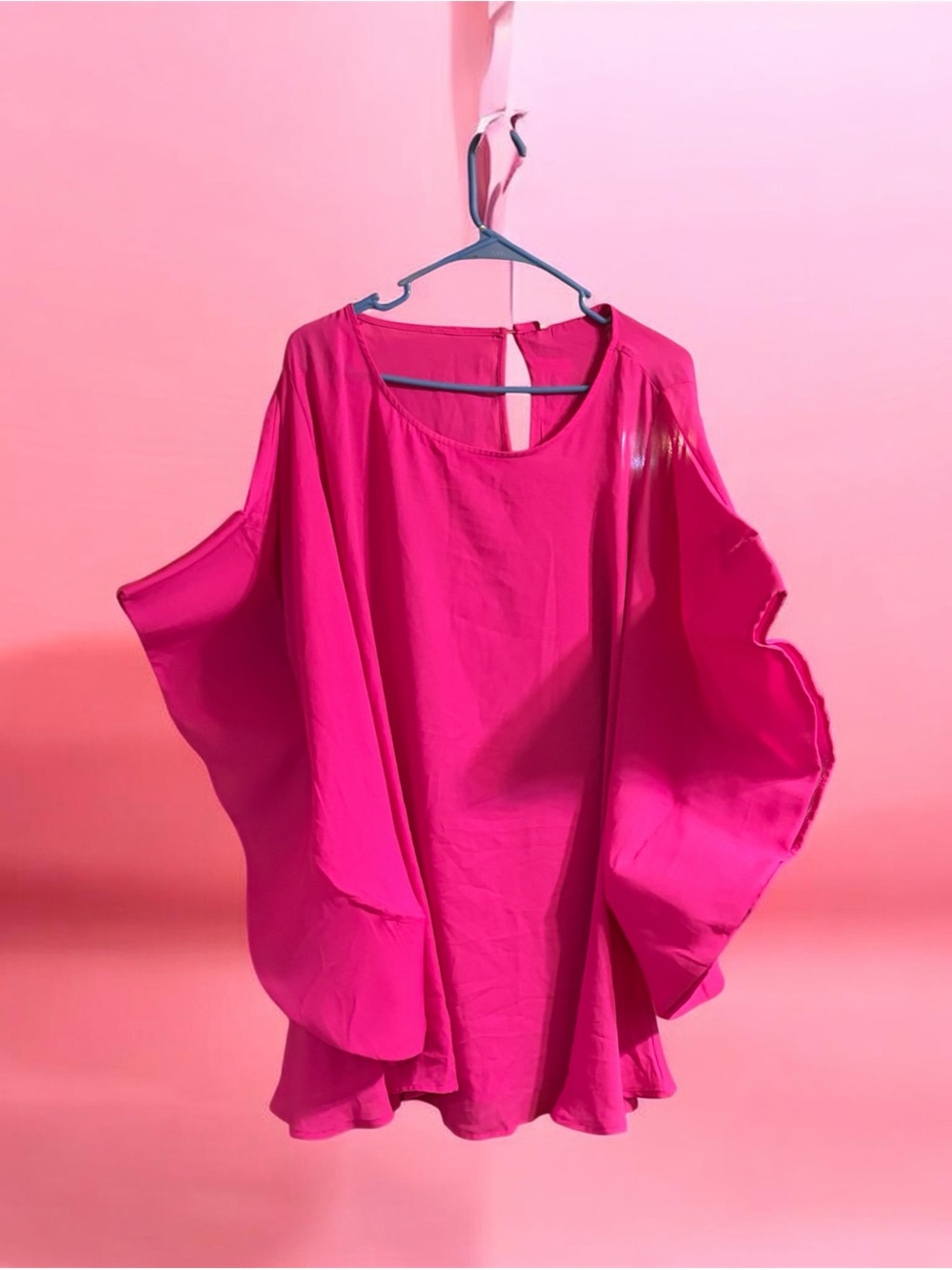 Women’s Fuchsia Flutter Sleeve Tunic Top